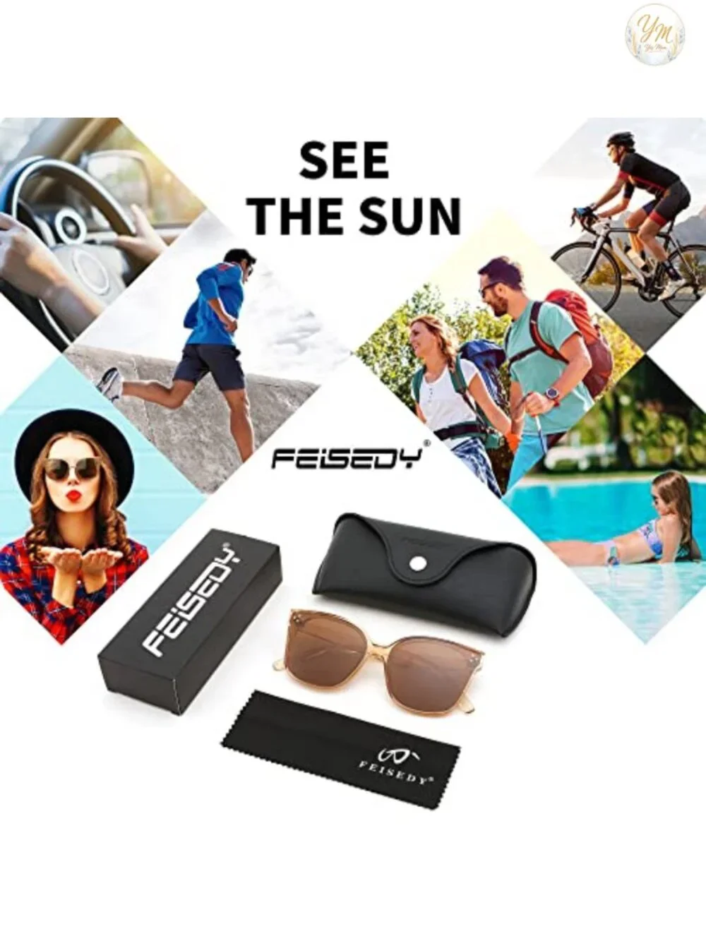 Oversized Polarized Sunglasses UV400 Protection Square Fashion